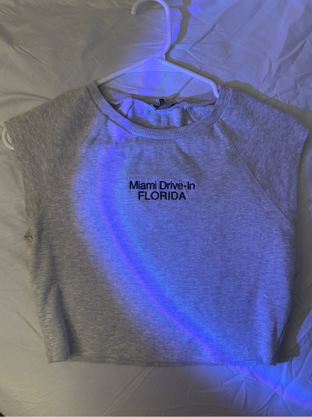 Zara Light Gray Ribbed Crew Neck Top
